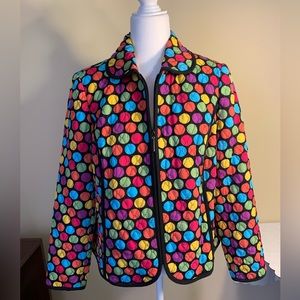 EUC Blazer/Jacket: Multicolor Beach Balls, Lightly Quilted Zip Closure, No Lapel